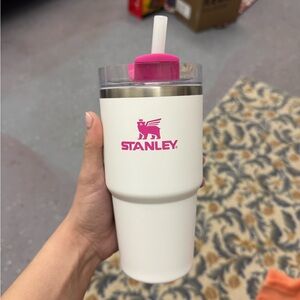 Stanley White Tumbler with Pink Lid